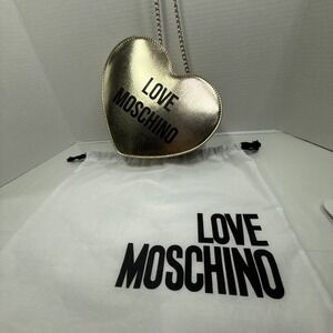LOVE MOSCHINO Gold Heart Women's Crossbody Shoulder Chain Bag Purse